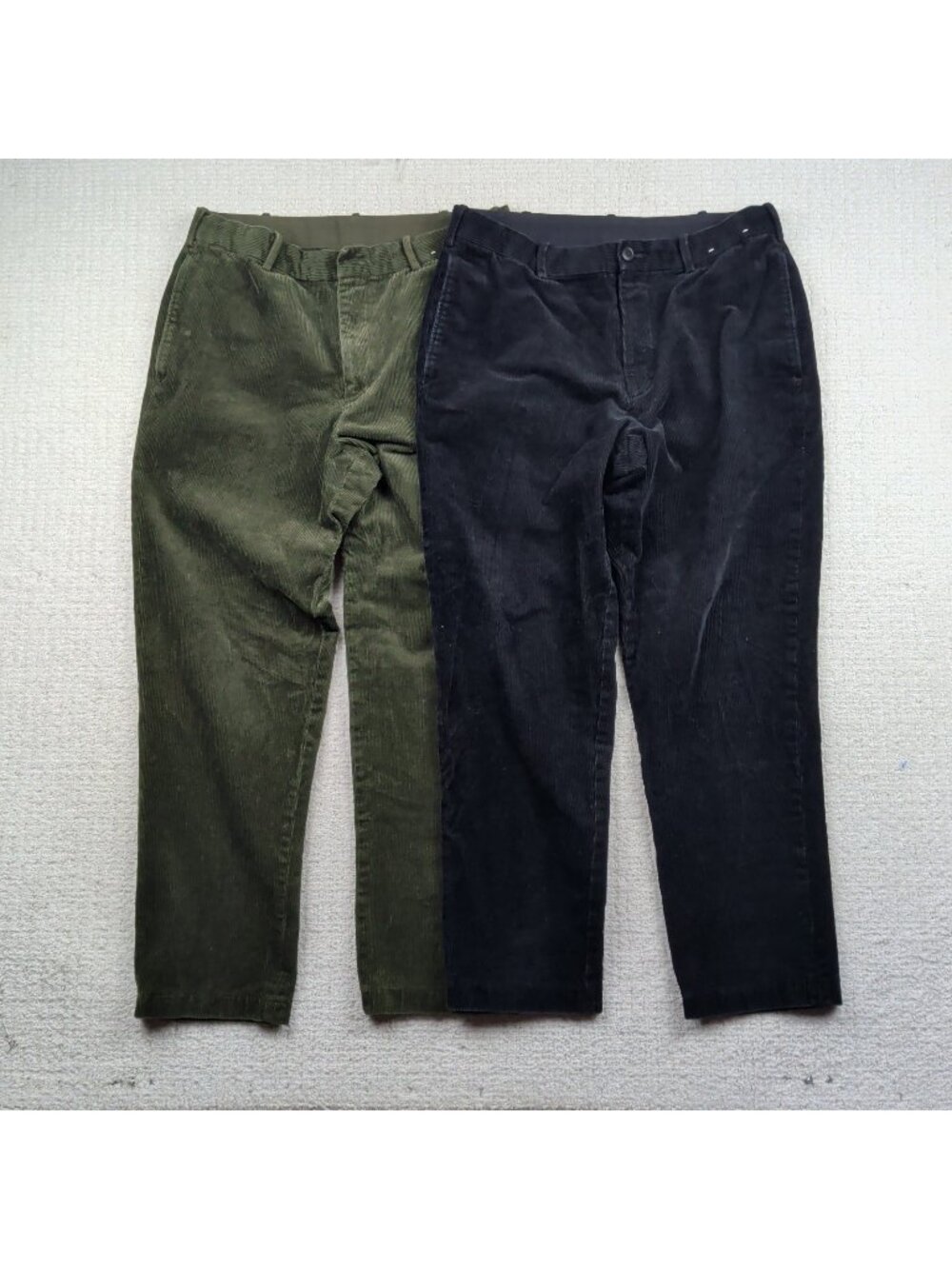 Lot x2 Uniqlo Smart Ankle Corduroy Pants Mens M Dark Green / Black Skater Baggy